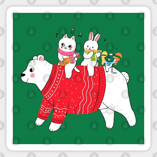 Winter Polar Bear Cartoon Magnet by Mako Design 